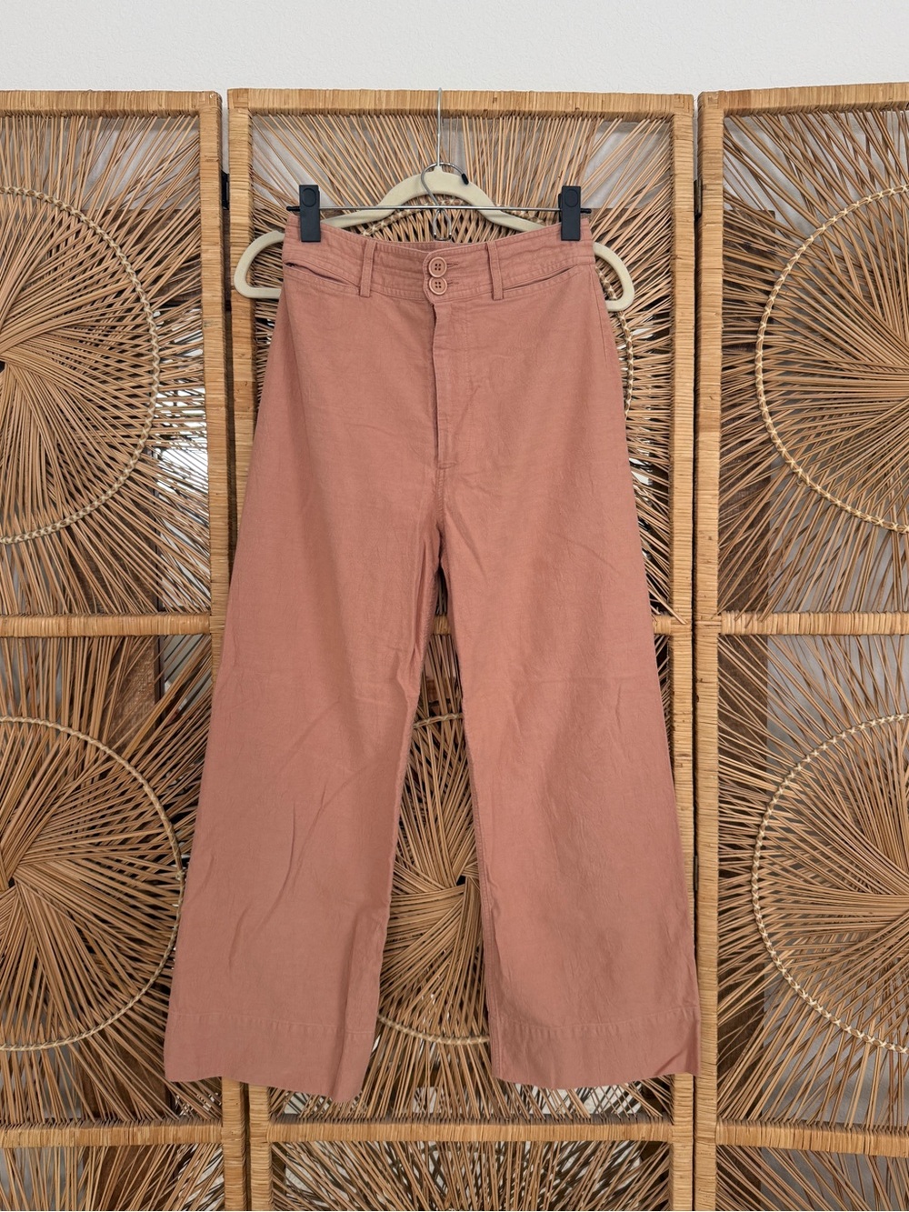 Apiece Apart Merida Wide-Leg Cotton Pants in Nude Dusty Rose Size 4